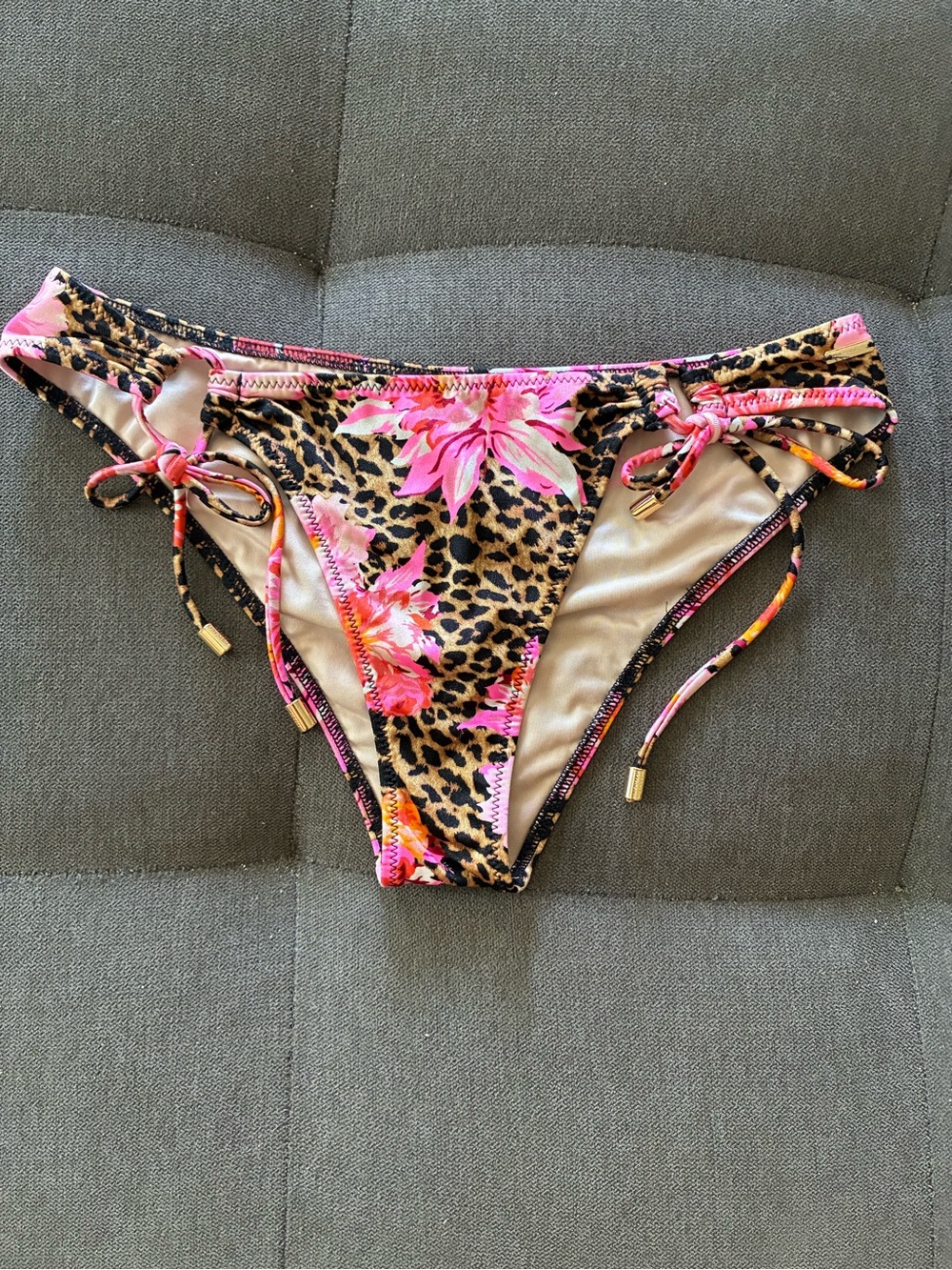 Kids Floral Leopard Print Bikini Bottoms - Pink